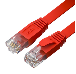GCR Патч-корд PROF плоский прямой 10.0m,  UTP медь кат.6,  красный,  30 AWG,  ethernet high speed 10 Гбит / с,  RJ45,  T568B,  GCR-52851