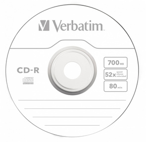 Диск CD-R 700МБ 52x Verbatim 43415 80min Slim  (10шт. / уп.)