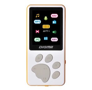 Digma S4 Плеер Hi-Fi Flash 8Gb белый / оранжевый / 1.8" / FM / microSDHC