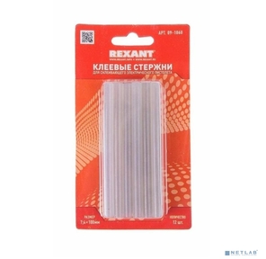 REXANT  (09-1060) Клеевые стержни d=7, 4 мм,  L=100 мм,  прозрачные,  светящиеся  (упак. 12 шт.)  (блистер)