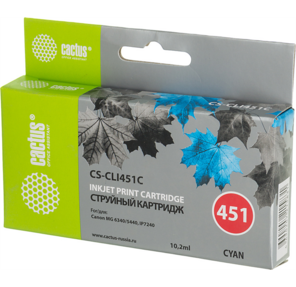 Cactus CS-CLI451C Картридж струйный голубой для Canon MG6340 / 5440 / IP7240  (9.8мл)