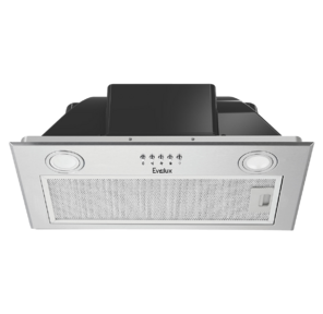 встраиваемая вытяжка,  полновстраиваемая в шкаф,  60 см,  отвод / циркуляция,   механический контроль,  3 скорости работы,  производительность 750 м3 / ч,  LED освещение,  нержавеющая сталь,  525х291х197, 5 мм