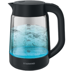 Чайник электрический Starwind SKG4030 1.7л. 2200Вт черный  (корпус: стекло)