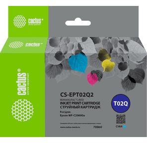 Картридж струйный Cactus CS-EPT02Q2 T02Q голубой  (660мл) для Epson WorkForce Enterprise WF-C20600D4T