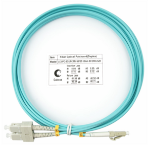 Cabeus FOP-50-LC-SC-3m Шнур оптический duplex LC-SC 50 / 125 mm OM3 3м LSZH