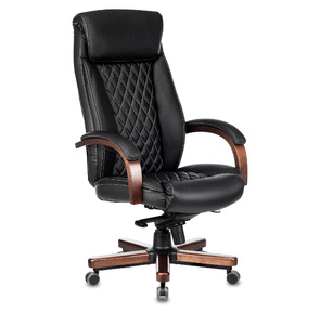Кресло руководителя Бюрократ T-9924WALNUT черный кожа с подголов. крестовина металл / дерево