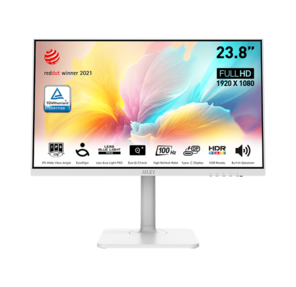 Монитор MSI Modern MD2412PW 23.8" 16:9 FHD (1920x1080) IPS Flat,  1ms (MPRT),  1000:1,  100M:1,  300nit,  178 / 178,  HDMI 1.4,  USB-C,  Speaker,  Tilt,  Swivel,  Height,  Pivot,  VESA,  100Hz,  White