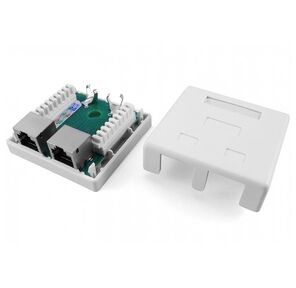 Hyperline SB1-2-8P8C-C5e-SH-WH Розетка компьютерная RJ-45 (8P8C),  категория 5e,  экранированная,  двойная,  внешняя,  Dual IDC