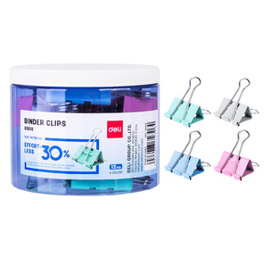 Зажимы Deli E8552S металл 41мм ассорти  (упак.:24шт) пластиковая туба