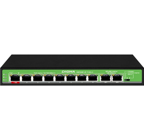 Коммутатор Digma DSP208F-2F-T120 DSP208F-2F-T120 V1 10x100Мбит / с 8PoE 8PoE+ 1PoE++ 120W неуправляемый
