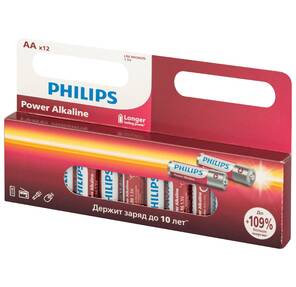 Элемент питания алкалиновый AA / LR6 1.5В Power  (блист. 12шт) Philips Б0064661