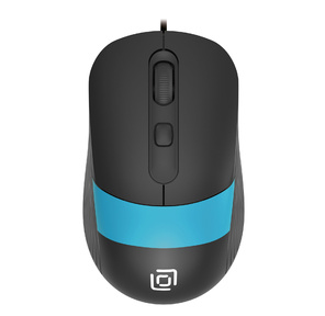 Мышь Оклик 310M черный / синий оптическая  (2400dpi) USB для ноутбука  (3but)