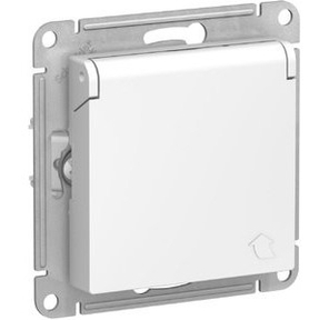 Schneider-electric ATN440146 ATLASDESIGN AQUA РОЗЕТКА с заземл. со шторками с крышкой,  16А,  IP44,  механизм,  БЕЛЫЙ