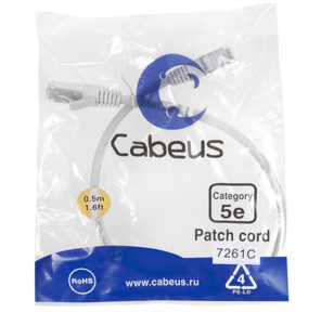 Cabeus PC-FTP-RJ45-Cat.5e-0.5m Патч-корд F / UTP,  категория 5е,  2xRJ45 / 8p8c,  экранированный,  серый,  PVC,  0.5м