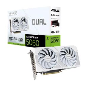 Видеокарта Asus PCI-E 5.0 DUAL-RTX5060-O8G-WHITE NVIDIA GeForce RTX 5060 8Gb 128bit GDDR7 2602 / 28000 HDMIx1 DPx3 HDCP Ret