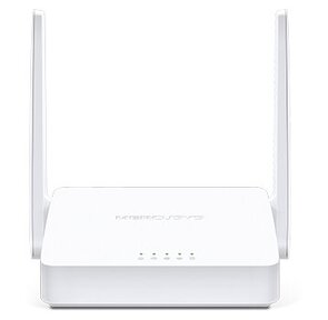 Роутер MERCUSYS N300 Wi-Fi с ADSL2+ модемом,  до 300 Мбит / с на 2, 4 ГГц,  2 фиксированные внешние антенны,  3 порта LAN 10 / 100 Мбит / с,  1 порт RJ11,  Annex A