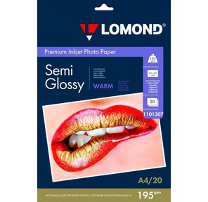 Фотобумага ПРЕМИУМ для стр.печати LOMOND А4,  195 г / м2 односторонняя Warm Semi- Glossy  (20л)