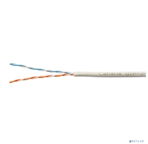 Cabeus UTP-2P-Cat.5e-SOLID-GY Кабель витая пара UTP  (U / UTP),  категория 5e,  2 пары  (24 AWG) ,  одножильный,  PVC нг (А)-LS,  серый  (305 м)
