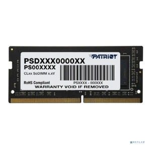 Модуль памяти PATRIOT Signature Line DDR4 Общий объём памяти 8Гб Module capacity 8Гб Количество 1 2666 МГц Множитель частоты шины 19 1.2 В черный PSD48G32002S