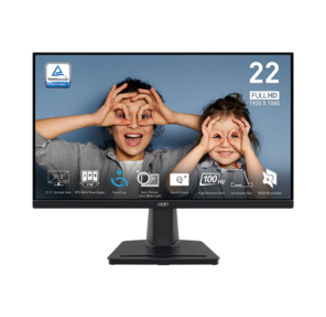 MSI PRO MP225 21.5" 16:9 FHD (1920x1080) IPS Flat, 1ms (MPRT), 3000:1, 100M:1, 250nit, 178 / 178, HDMI 1.4, VGA (D-Sub), Tilt, VESA, 100Hz, Black, 1y war-ty