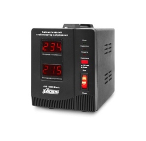 Powerman AVS-D Voltage Regulator 1000VA,  Digital Indication,  2x Schuko Outlets,  1m Power Cord,  230V,  1 year warranty,  Black