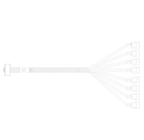 Кабель DiliVing DL-LP3143 Slimline LP x8  (SFF8654LP угловой) -to- 8 SATA   (металл.защелки) ,  100 Ohm,  SAS3.0,  80CM