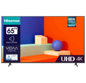 Hisense 65",  Ultra HD,  Smart TV  (ОС VIDAA U6),  Wi-Fi,  PCI 1600,  DVB-T2 / T / C / S2 / S,  2х10W,  CI+ (1.4),  3хHDMI,  2хUSB,  Works with Alexa,  Alexa Built-in,  GA,  Google Assistant built-in,  VIDAA Voice,  Yandex,  Black