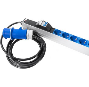 Верт блок розеток Rem-32,  1 фаза 32A,  2 авт,  инд,  10S,  12 C13,  4 C19,  1420 мм,  вх IEC 309,  шнур 3 м