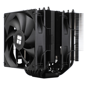 Кулер для процессора /  Thermalright Phantom Spirit 120 SE Black  (4-pin PWM,  154mm,  Ni / Cu,  7x6mm,  2x120mm,  66.17CFM,  25.6dBA,  1500RPM,  S: 1200,  1700,  1851,  115X,  AM4,  AM5,  silver,  black)