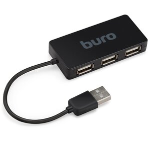 Разветвитель USB 2.0 Buro BU-HUB4-U2.0-Slim 4порт. черный