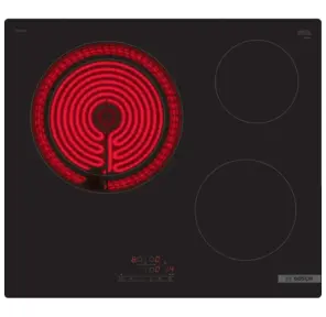 Электрическая варочная панель BOSCH PKK611BB2E 60 cm Черный,  3 зоны нагрева,  Размеры прибора  (мм),  45 x 592 x 522 mm