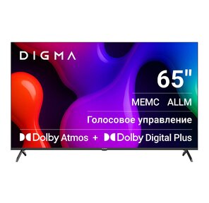 Телевизор QLED Digma 65" DM-LED65UQB31 Google TV Frameless Metal черный / черный 4K Ultra HD 60Hz MEMC DVB-T DVB-T2 DVB-C DVB-S DVB-S2 USB WiFi Smart TV