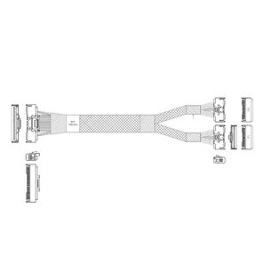 Кабель JPC P733BGB10800-1    Cable MCIO x16 124P  (STRAIGHT TYPE)  -TO-  2*MCIO x8 74P  (STRAIGHT TYPE) ,  85 Ohm,  L:80cm
