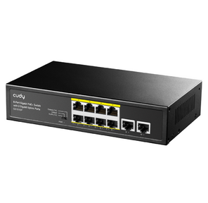 Коммутатор /  8 RJ-45 10 / 100 / 1000M PSE ports +2 RJ45 10 / 100 / 1000  Uplink Port Unmanaged PoE+ Switch 120W,  CCTV / VLAN mode support,  long distance:250M at CCTV mode.  802.3af / at standard,   Aternative 1 / 2 (+), 3 / 6 (-),  Rack-mountable Steel Case,  Watchdog,  120W internal
