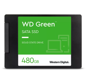 WD SSD Green,  480GB,  2.5" 7mm,  SATA3,  3D TLC,  R / W 545 / н.д.,  IOPs н.д. / н.д.,  TBW н.д.,  DWPD н.д.  (12 мес.)