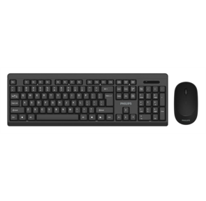 Philips Беспроводной Комплект  SPT6324,  2.4 GHz 104 клав / 3 кнопки,  1600dpi,  русская заводская раскладка,  чёрный