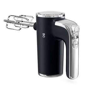 Миксер ручной BQ MX420 Black,  мощность 500 Ватт,  5 скоростных режимов,  режим ТУРБО,  скорость вращения до 1400 об / мин,  защита от перегрузки,  2 венчика для взбивания,  2 крюка для замешивания теста.