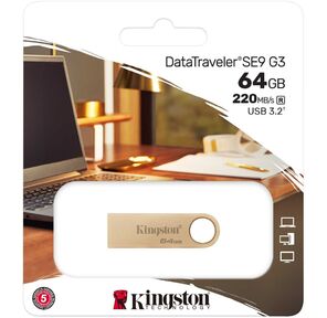 Флеш Диск Kingston 64GB DataTraveler SE9 DTSE9G3 / 64GB USB3.0 серебристый
