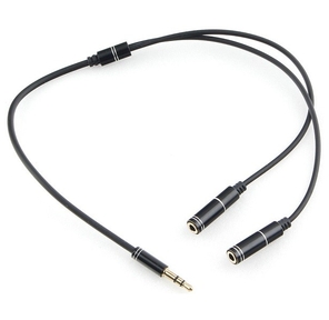 Кабель аудио разветвитель Cablexpert CCAB-02-35MY-0.2MB. 3.5 джек  (M) / 2х 3.5 джек  (F),  черный,  0.2м,  блистер