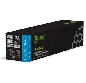 Тонер картридж CACTUS CS-C729C для принтеров CANON i-SENSYS LBP7010C LBP7018C голубой 1000 стр