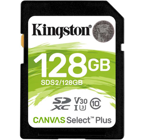SecureDigital 128Gb Kingston SDS2 / 128GB {SDXC Class 10 UHS-I U3 Canvas Select Plus}