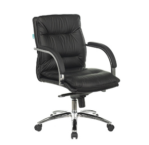 Кресло руководителя Бюрократ T-9927SL-LOW / BLACK низкая спинка черный кожа крестовина хром