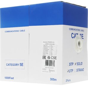 Кабель информационный Lanmaster NM-UTP5E2PR-CCA кат.5е U / UTP не экранированный 2X2 PVC внутренний 305м серый