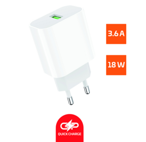 Сетевое З / У GoPower GPQC07 1USB 18W QC3.0 белый