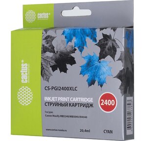 Картридж струйный Cactus CS-PGI2400XLC голубой для Canon MAXIFY iB4040 /  МВ5040 /  МВ5340  (20.4мл)