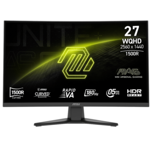 Монитор MSI 27" Mag MAG 275CQF E18 черный VA LED 16:9 HDMI полуматовая 1000:1 250cd 178гр / 178гр 2560x1440 180Hz DP Quad 2K  (1440p) 6.05кг