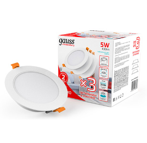 Светильник Gauss Elementary Downlight 5Вт 4000K белый круглый  (9100420205T)