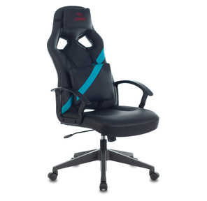 Кресло игровое Бюрократ ZOMBIE DRIVER черный / голубой искусственная кожа с подголов. крестовина пластик