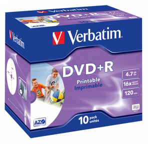 Диск DVD+R 4.7ГБ 16x Verbatim 43508 Photo PRINTABLE  (10шт. / уп.)