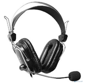 A4Tech HS-50, Черный (серебристые вставки) {Гарнитура  стерео,  монитор типа,  закрытые,  рег громкости,  20-20000Гц 32 Ом 97дБ,  микр подвижн,   кабель 2,  3.5 jack 3 pin}